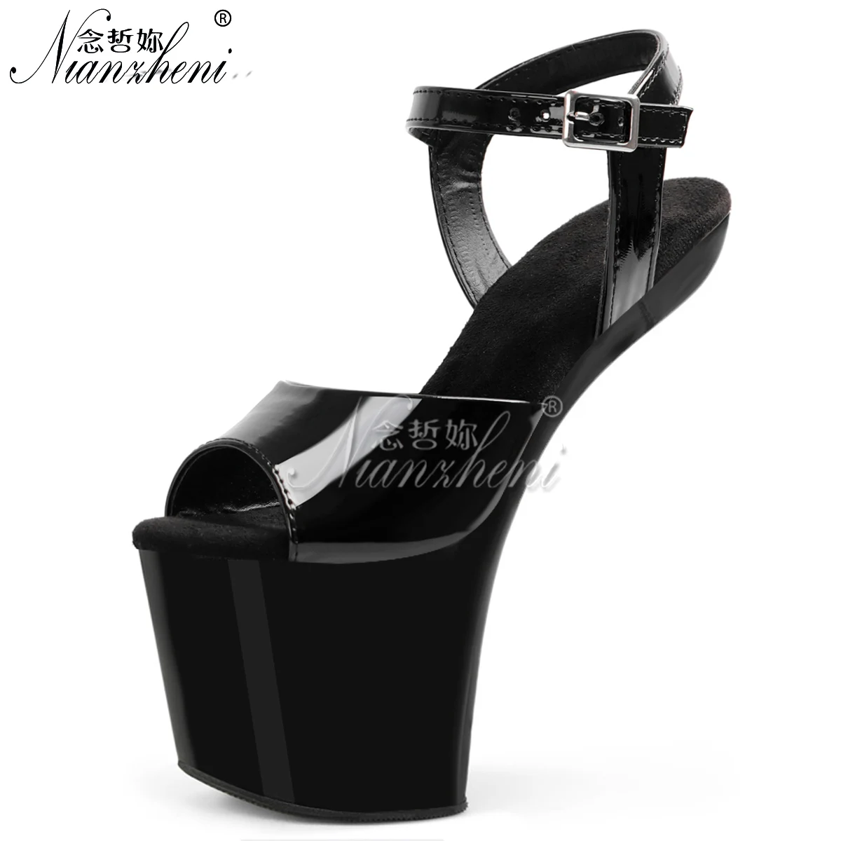 Exotic Red crossdresser shoes 10cm platform Hoof Heels 8 Inches Sandals Clubbing Sexy Fetish patent leather Big Size US12 Gothic