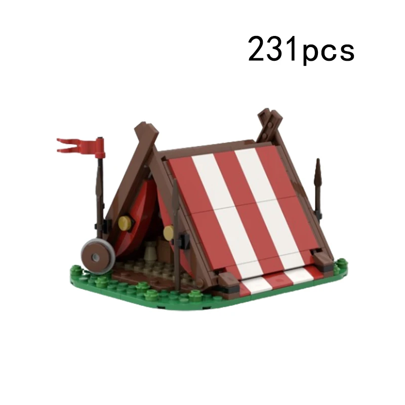 Small Pieces Assembling BlocksMOC Viking Tent Medieval Castle Battering Malt Laundry Carriagefang Scene Model Playset ...