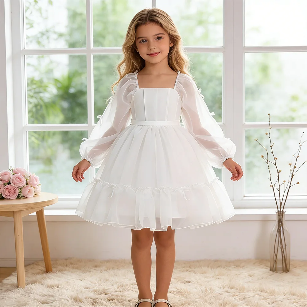 New Cross border One Shoulder Light Wedding Dress, Long Sleeve, Small and Short, Bow tied Evening Dress