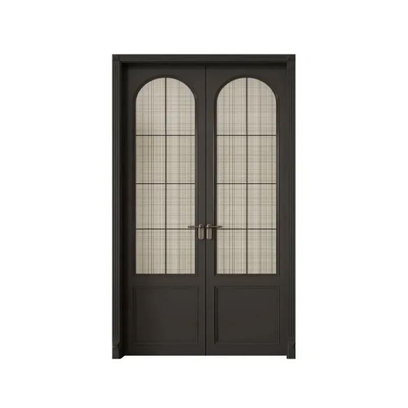 French double door, multi-layer solid wood paint, indoor bedroom door, solid wood swing door
