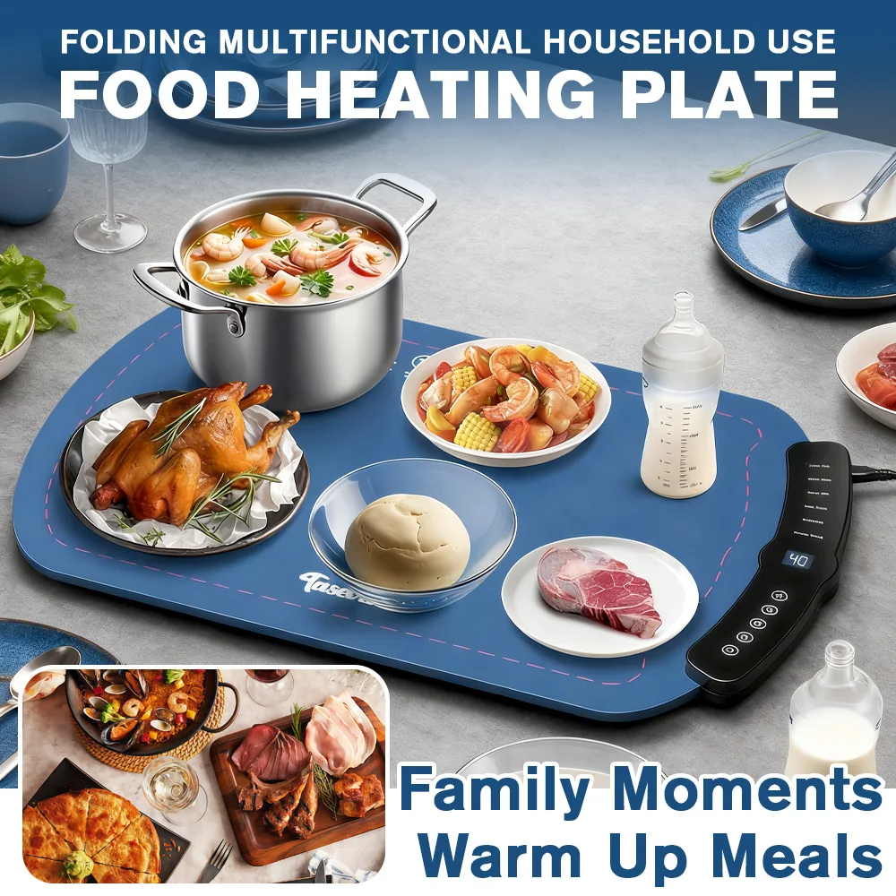 

Electric Warming Tray Foldable Food Heating Mat Fast Heating Plate Portable Meal and Coffee Warmer Pad
