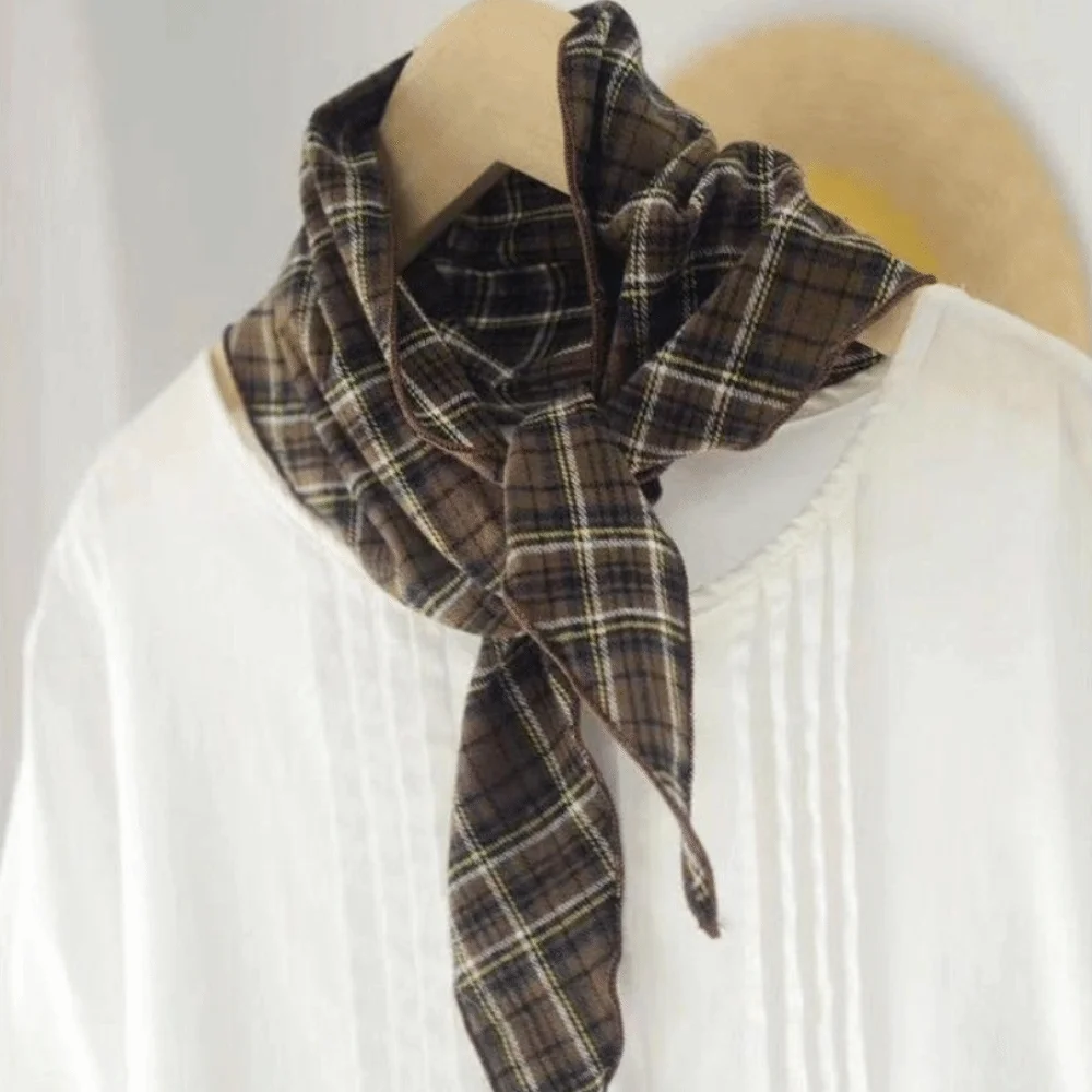 Fashion Multifunctional Triangular Scarf Simple Casual Neckerchief Thermal Plaid Scarf for Women's Accessories
