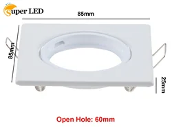 Ceiling Recessed Lamp GU10 MR16 GU5,3 Swivel Cut Out 60mm Fixture Frame