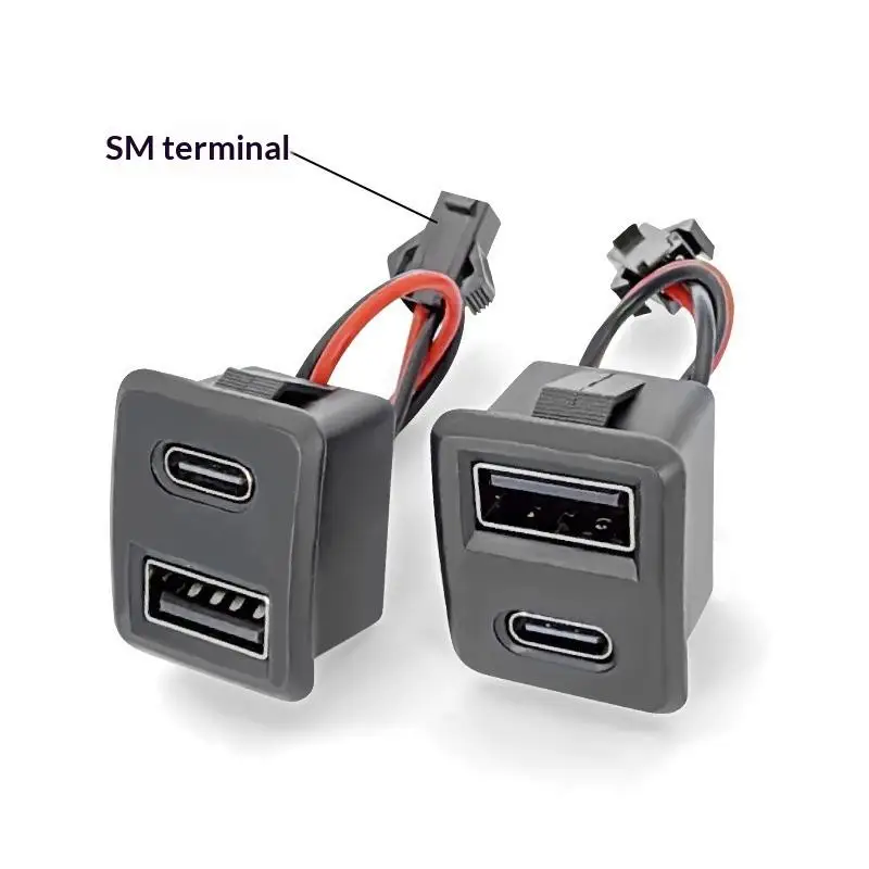 * 1/2/5Pcs Double Layer USB Female Base Type-C Socket With Cable Connector Female USB Lamp Charging Power Socket For Electronics