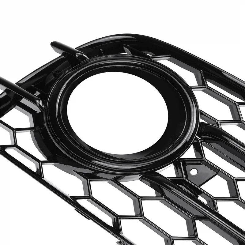 Reliable-Car Front Bumper Fog Light Mesh Grille Cover For  A4 B8 S-Line S4 2008-2012 Fog Lamp Honeycomb Grille Covers Parts