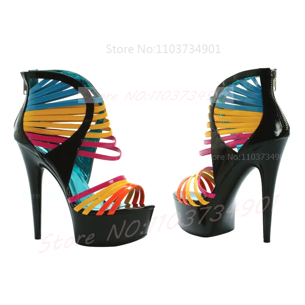 Mehrfarbige Lack-Plateau-Sanda – Sandal Strappy Heeled Bewertung und Preis