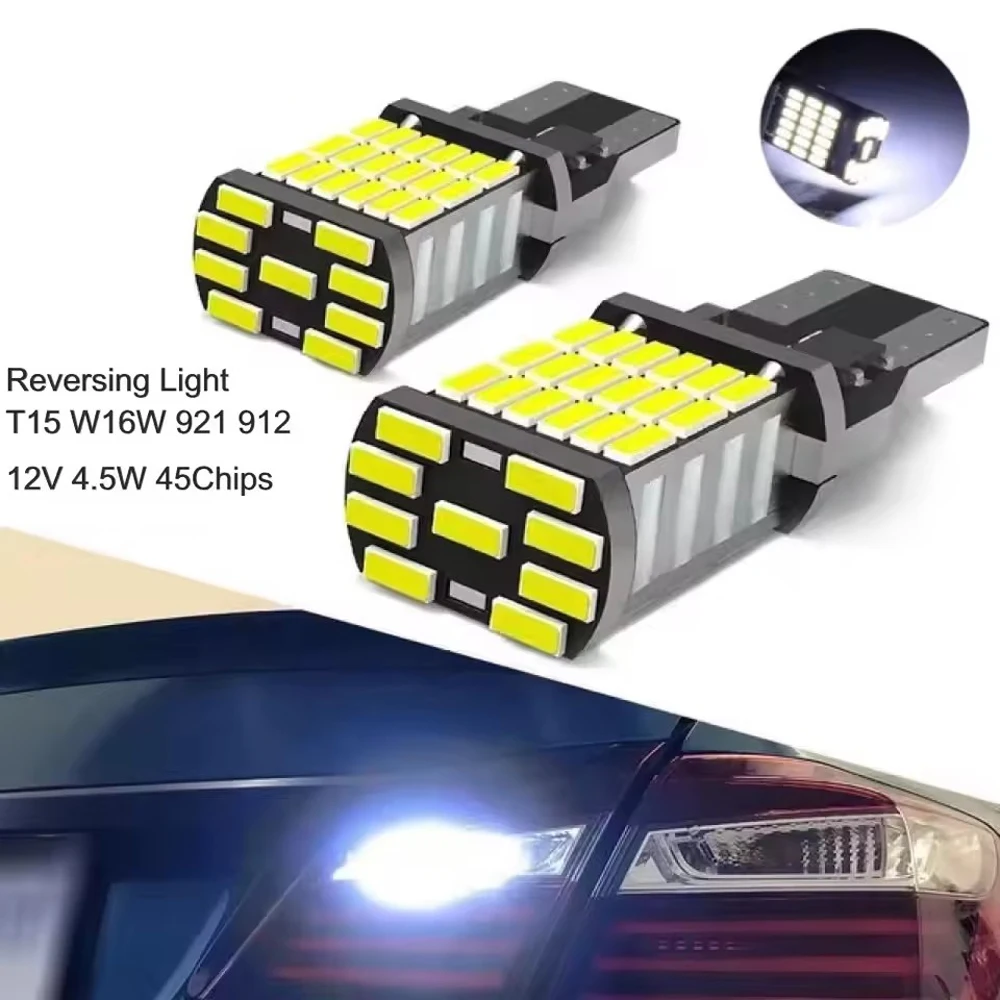 

2PCS T15 W16W 921 912 T16 T10 902 WY16W LED Bulbs High Power 45 SMD 4014 Replace for Car Reversing Light White Turn Signal Lamp