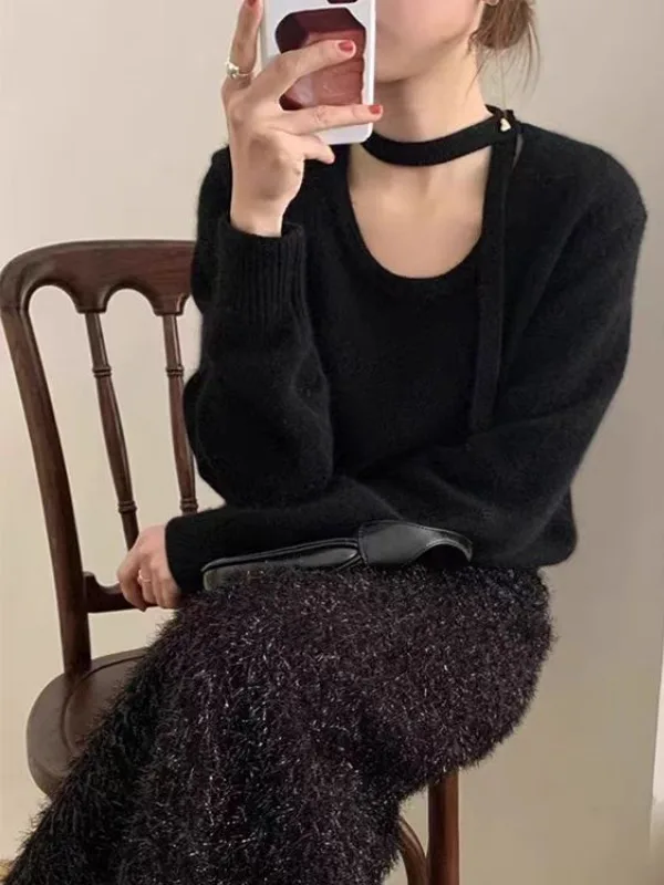 Faionable rond Ne tricoté pull ort couche de Base automne hiver drapé Design printemps haut d'été femmes Premium vêtements