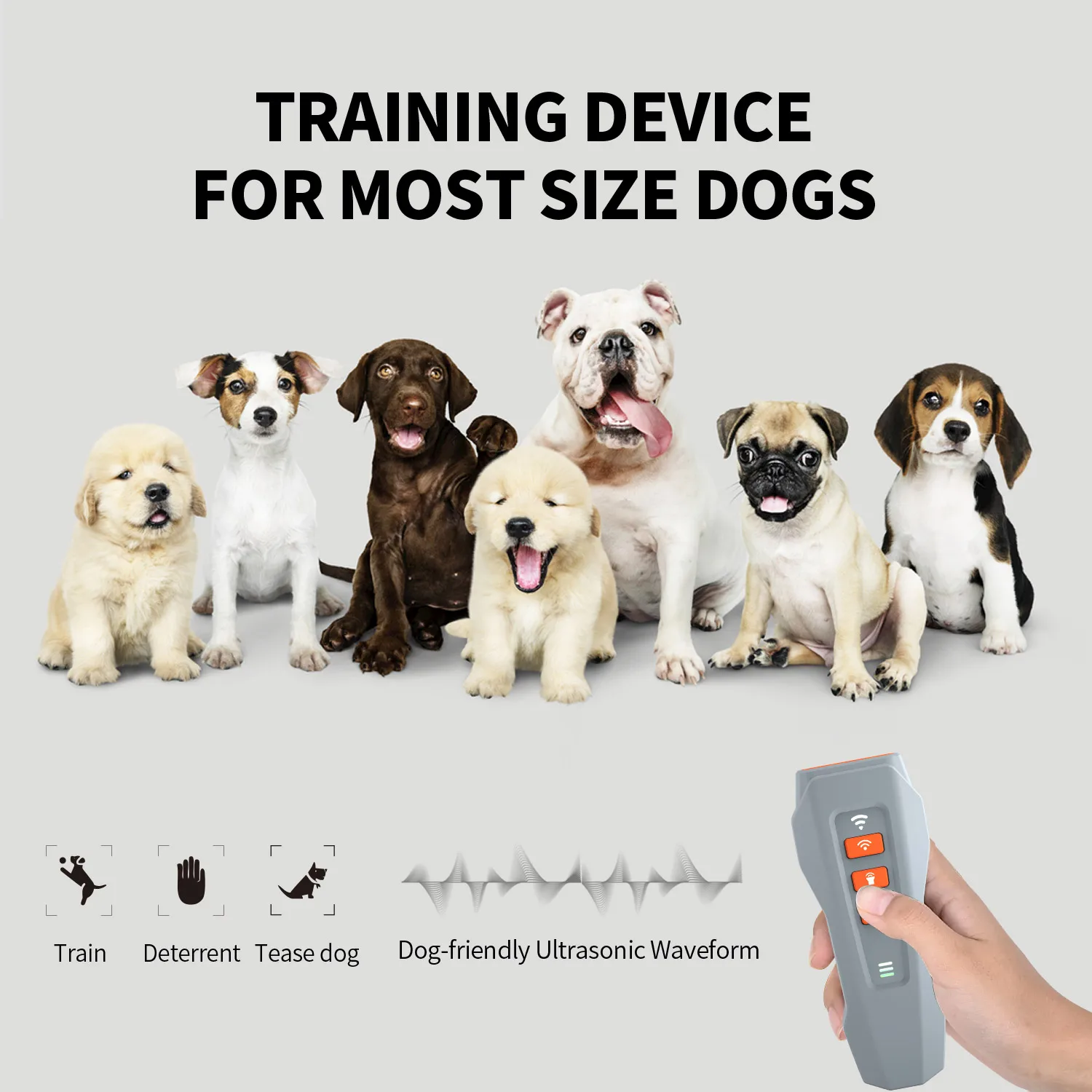 Handheld Frequency Conversion Ultrasonic Barking Stopper LED Flashlight Charging Portable Dog Training Device
