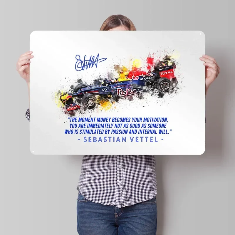 Sebastian Vettel 2012, cartel de carreras para decoración de habitación, cartel de estaño de Metal Vintage para decoración de arte de pared, artículos de decoración del hogar