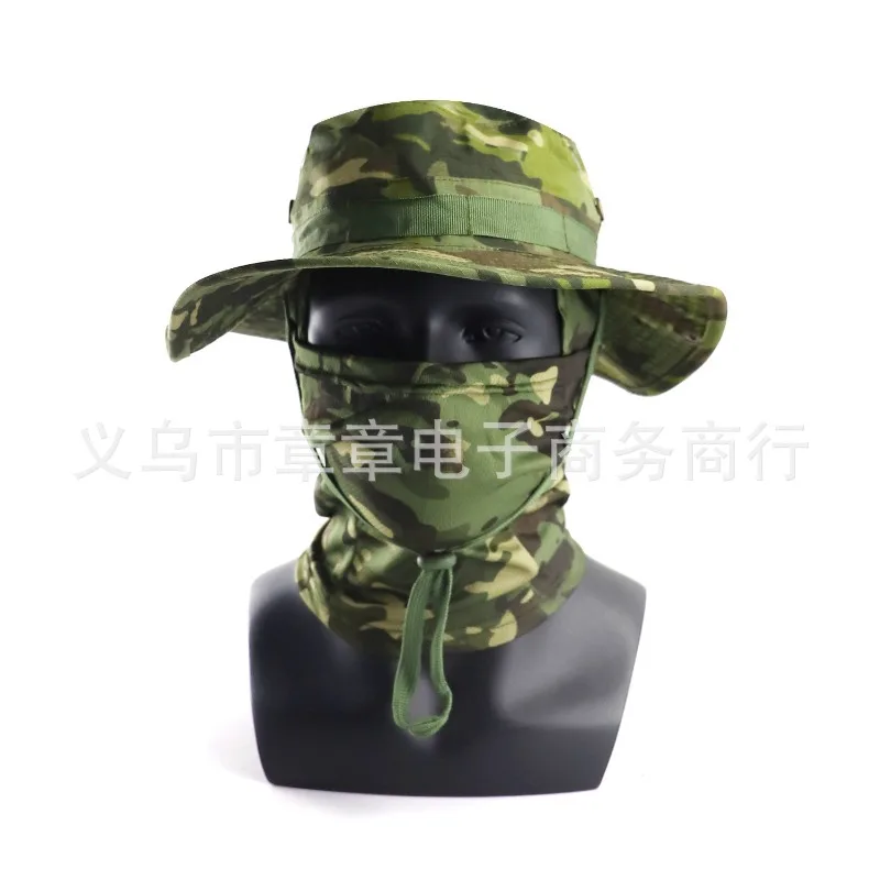 Camouflage Fishing Hat Outdoor Mountaineering Sunshade Hat Set, Detachable Head Cover