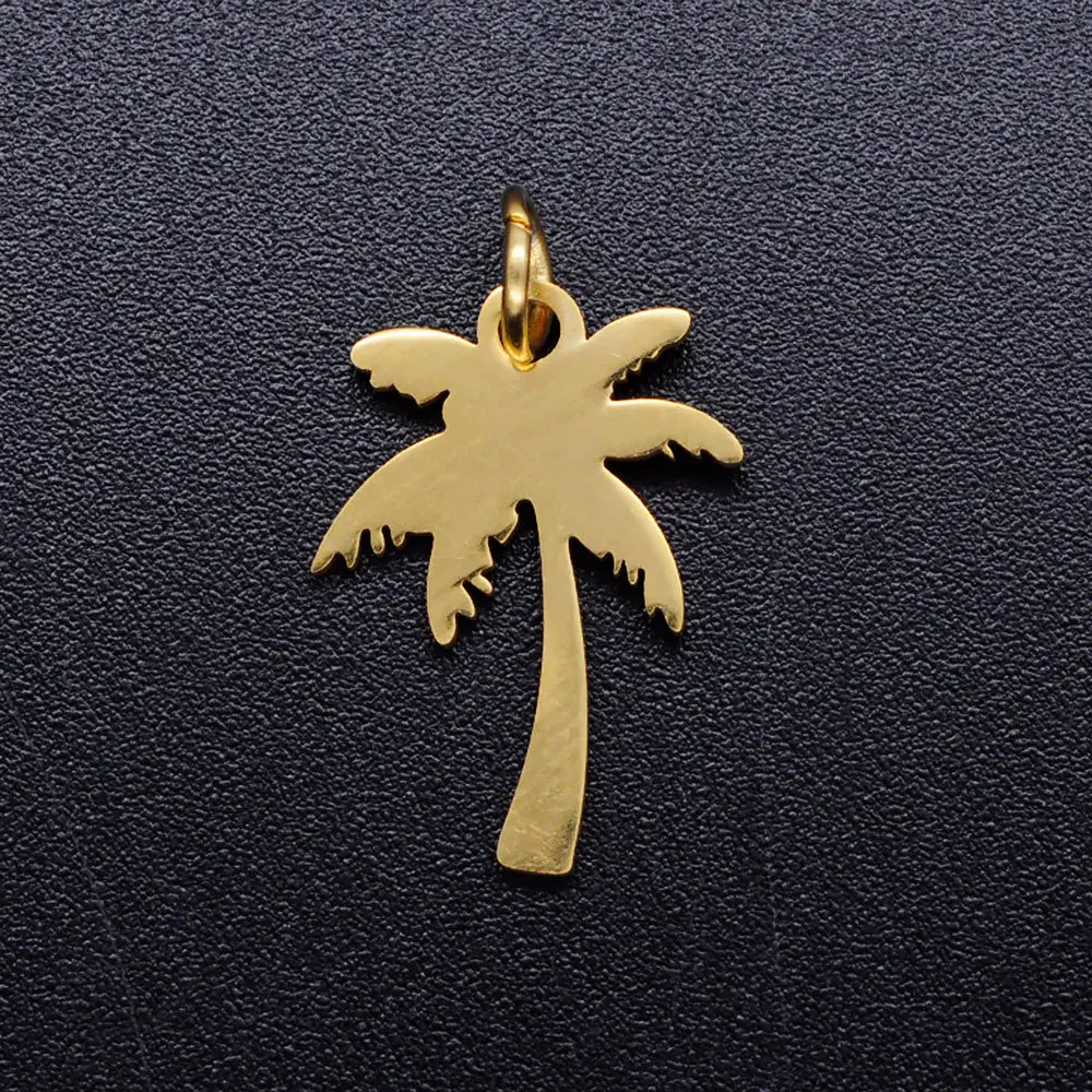 

5Pcs 201 Stainless Steel Pendants Coconut Tree Blank Stamping Tag Pendant for jewelry making bracelet necklace Decor 17x12.5x1mm