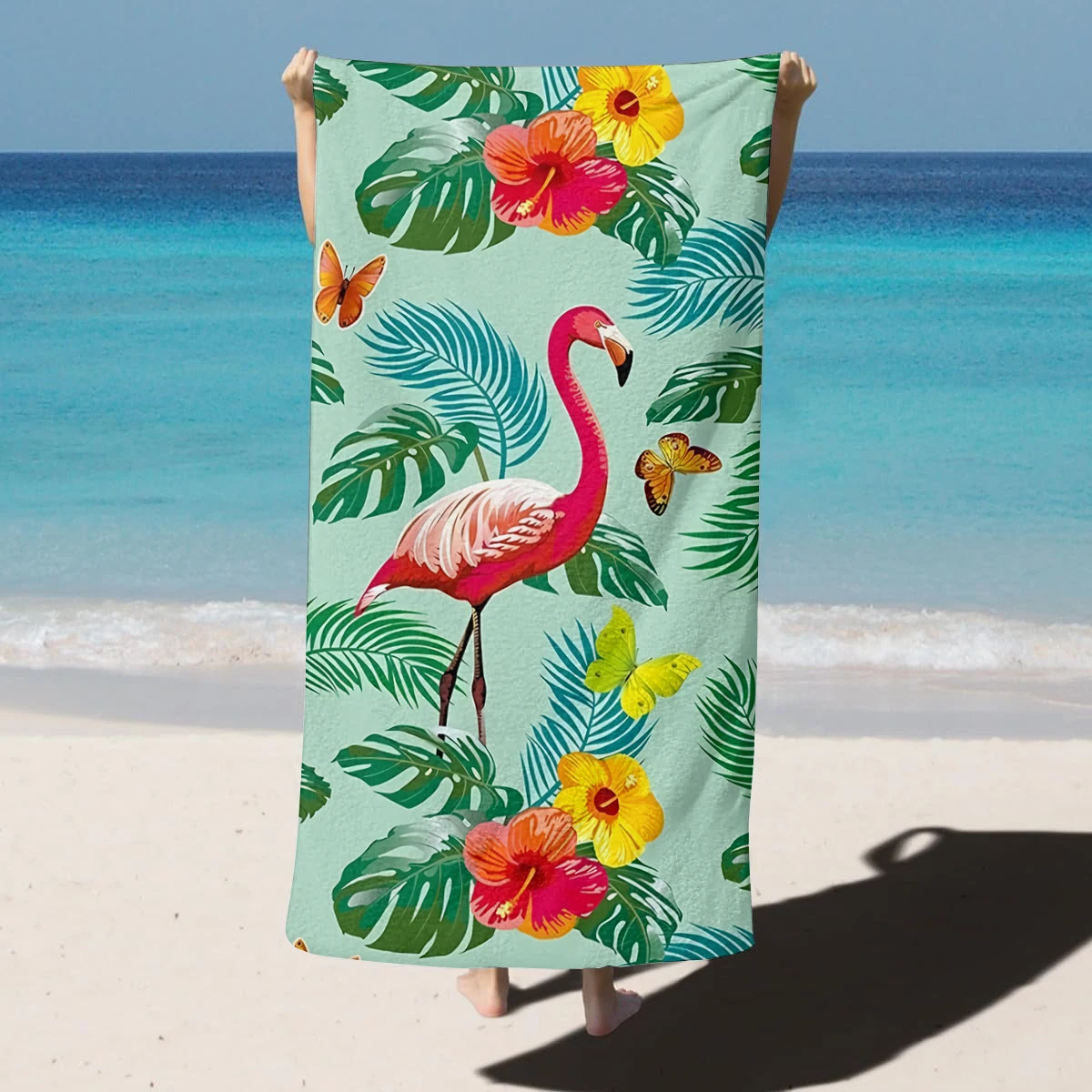1PC Towel Tropical style Flamingo leave arts pattern for gifts Quick-Dry Beach Towel For Yoga Tourism Beach GYM Camping Swimming