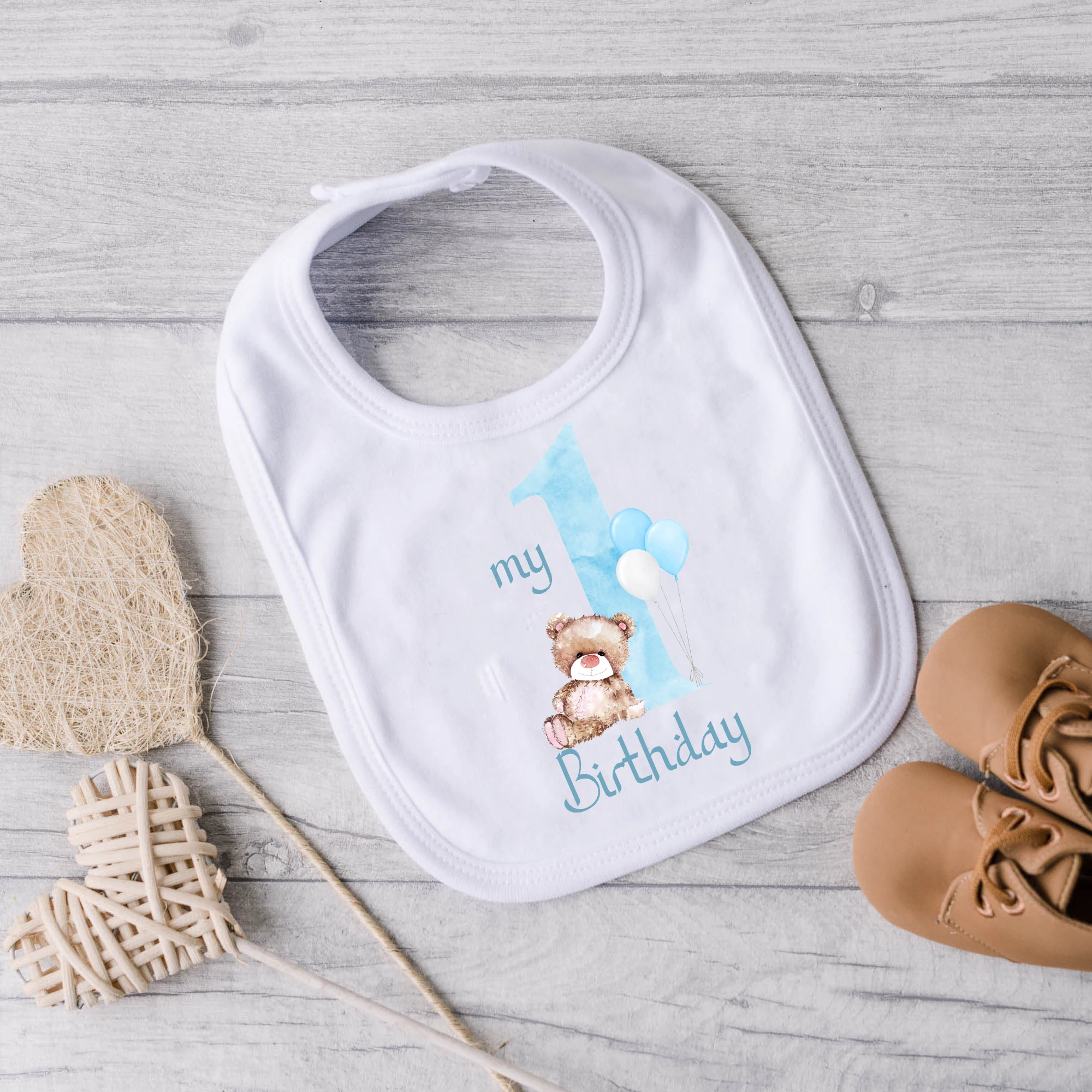 My 1st Birthday Baby Saliva Towel Pattern Print Boy Girl Cotton Bibs Infant Casual Funny Bib My First Birthday Babys Best Gift