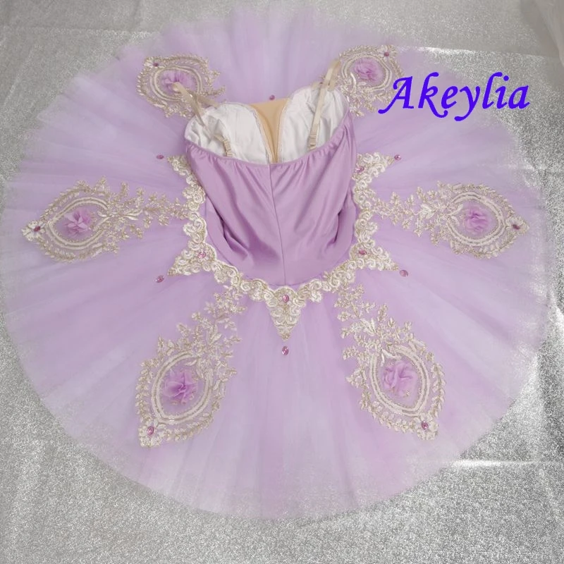 Akeylia spandex Lilac TUTU Classical Group Dance performance Costume Ballet Tutu purple adult pancake ballet 7 layer girl 20102