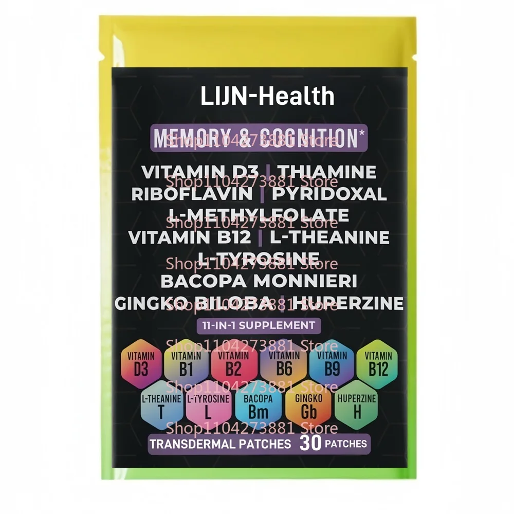 30 patchs patchs transdérmiques nootropiques avec Gingko Biloba, superzine prend en charge la mémoire et la Cognition