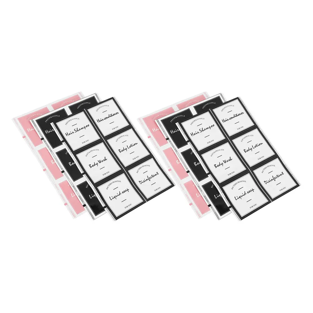 

2pcs 6 Sheets Waterproof Bathroom Labels For Shampoo Conditioner Body Wash Bottles Adhesive Stickers Oil-Proof Removable Jar