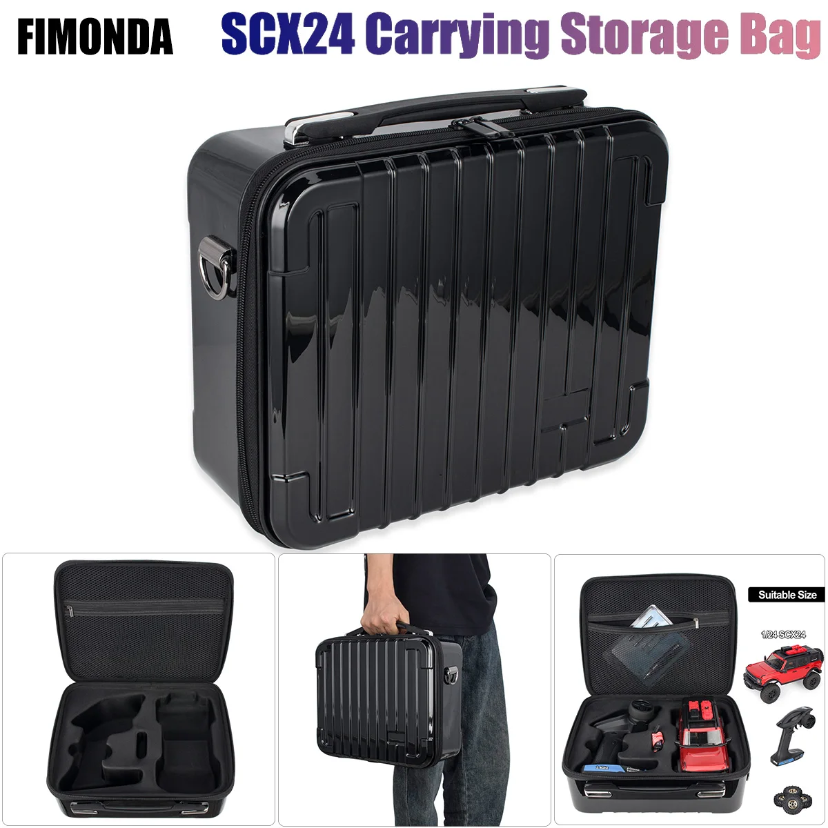

Waterproof SCX24 Carrying Storage Bag - Portable Handheld & Shoulder Strap Storage Case for 1/24 RC Crawlers Accessories