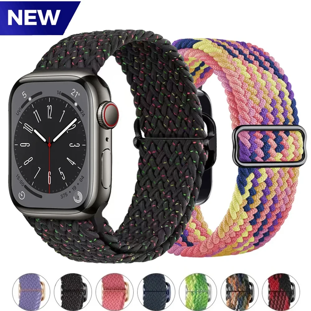 

Braided Solo Loop Strap For Apple watch band 44mm 40mm 49mm 45mm 41mm Elastic Nylon bracelet iWatch series 8 3 se 6 7 Ultra 2 9