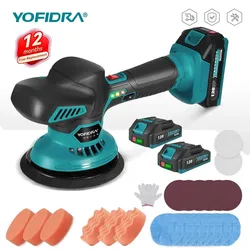 YOFIDRA Electric Car Polisher 7000rpm 6 Gear Polish Automobile Polishing Sealing Glaze Machine Rotary For Makita 18V Battery Pin