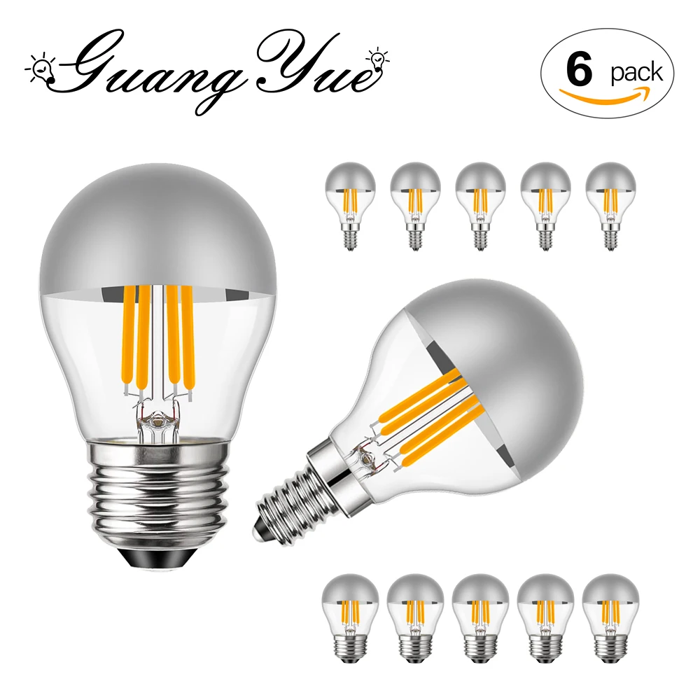 G45 Edison LED-nachtlamp E12 E14 E26 E27 4W dimbaar 110V 220V Globe Top Zilver Warm wit Spiegellicht Hanglamp Home Decor