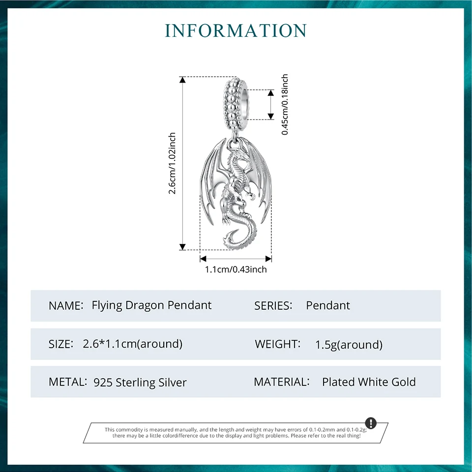 WOSTU 925 Sterling Silver Flying Dragon Charms Pendant Colorful Phoenix Beads Fit Original DIY Bracelet Wholesale