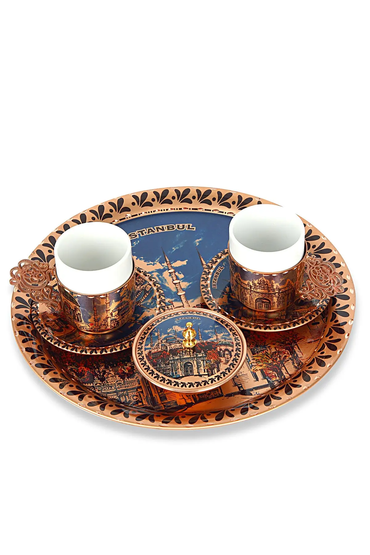 

DOLBOVI Sultanahmet Mosque Themed 2 Personality Copper Coffee Set handmade espresso cup
