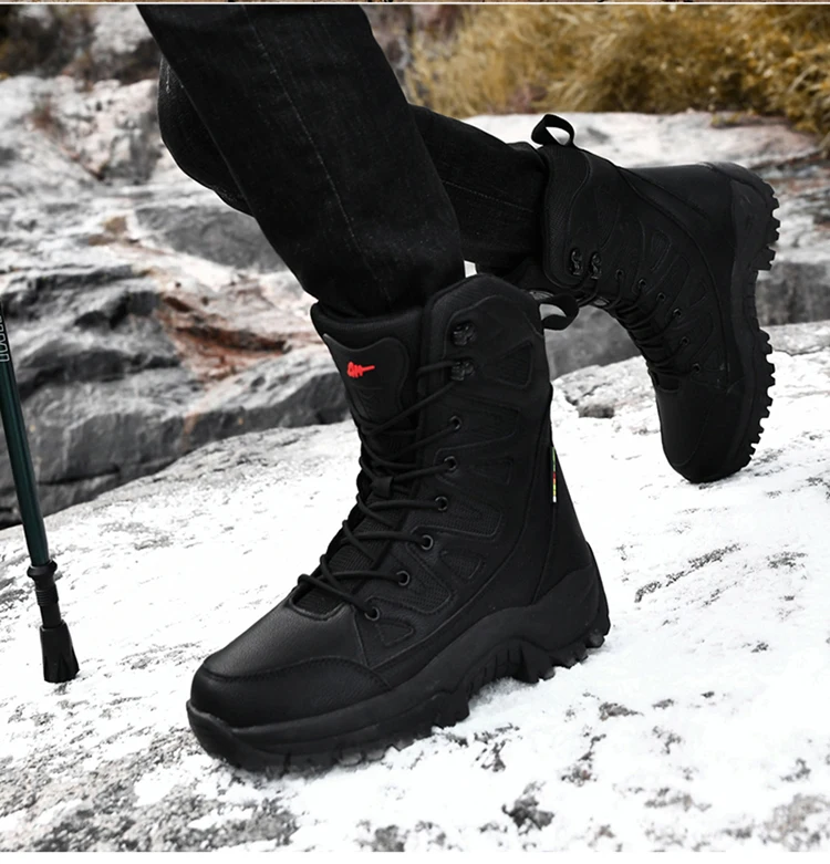 Winter Männer Motorrad Taktische Stiefel Frauen Lace Up Armee Wüste Damen Komfortable Klettern Wanderschuhe Anti-Slip Jagd Stiefel – Detail 5