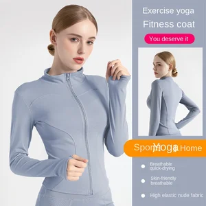 Jackets for women Adjustment Women's jacket zipper casual wear long sleeve tight yoga clothes weight loss yoga sports jacket 6 Main Sales Coats - №6