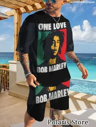 Summer Bob Marley Tracksuit Jamaican Rapper Reggae Music One Love T Shirt HIP Hop Men Women Kids Clothes Rock Band Streetwear