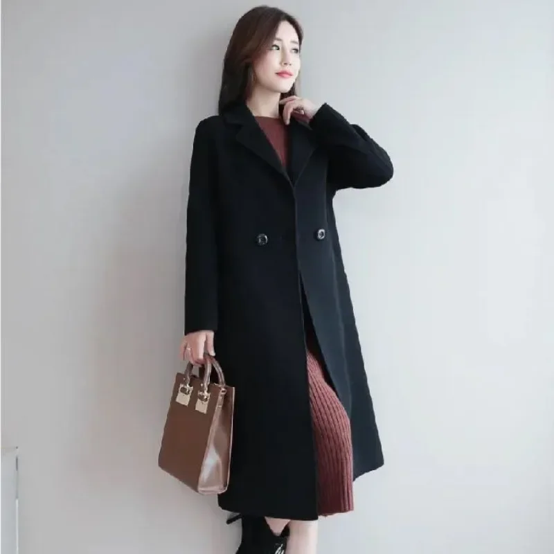 

Trench Wool Blend Coat for Women Loose Long Casual Elegant Korean Style Clothing Mixtures Jacket Woman Cheap Luxury Medium Hot
