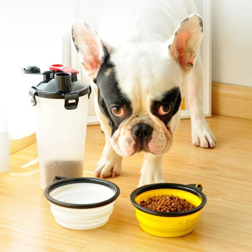 

Wholesale Plastic Dual Purpose Collapsible Dog Water Bottle with Pet Bowl Water Bottle with Storage Outdoor Portable