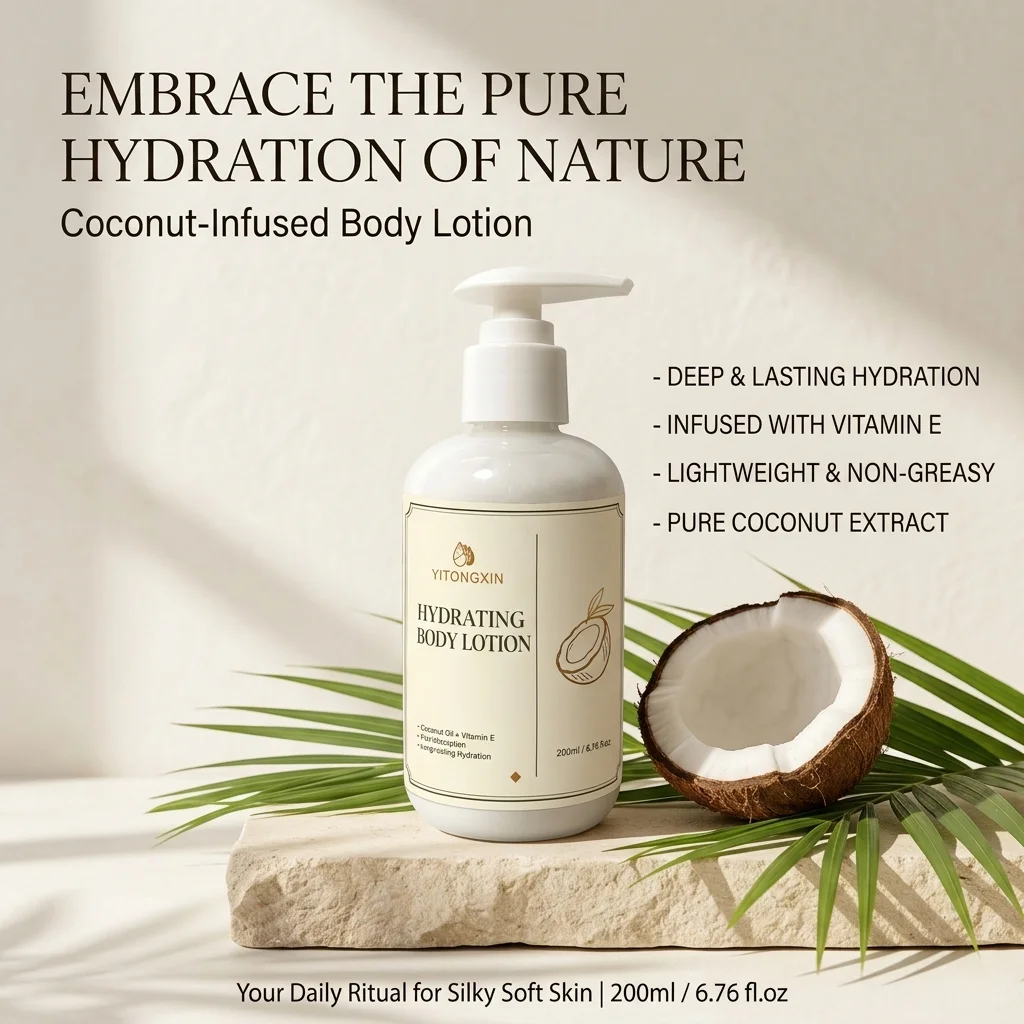 200ml Coconut Vitamin E Body Lotion Natural Bright Glow Fast-Absorbing