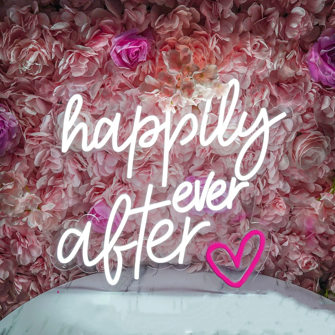 Happily Ever After Neon Sign Aesthetic Wedding Sign Home Art Anniversar Couple Room Cave Aesthetics Room Wall Decoration Light