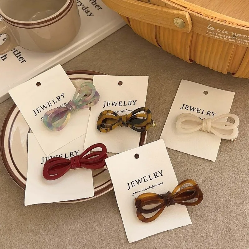 South Korea Acetate Duckbill Clip Sweet Cutout Bow Barrettes Bang Clip Women's Design Korean Style Headdress Side Clip