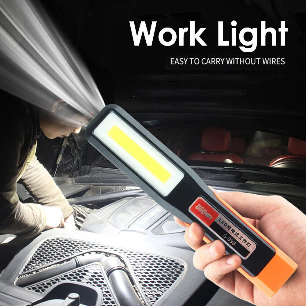 Portable LED Work Light COB Magnetic Flashlight Super Bright Mechanic Car Emergency Light Rechargeable Magnetic Warning Lighting