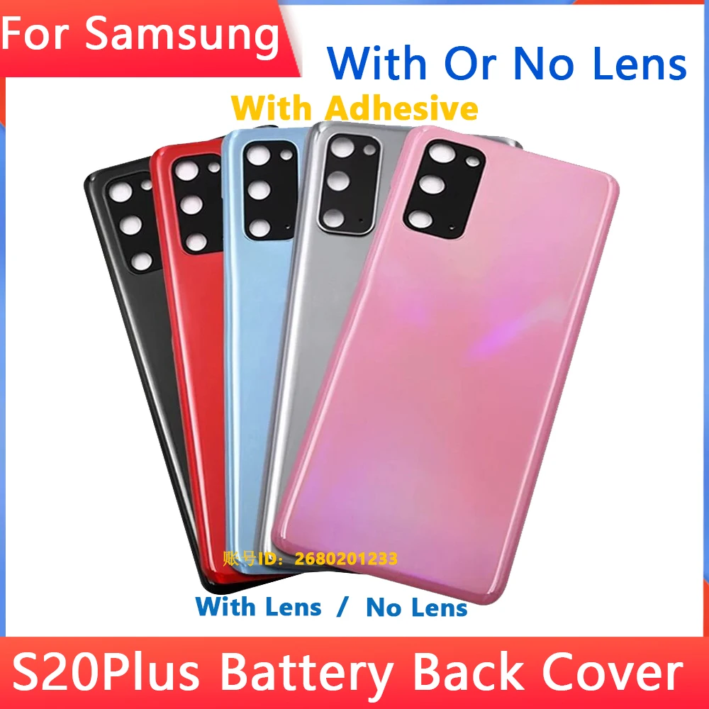 New For Samsung Galaxy S20 Plus S20+ G985 Battery Back Cover Housing Case Glass Panel Camera Glass Lens with Adhesive