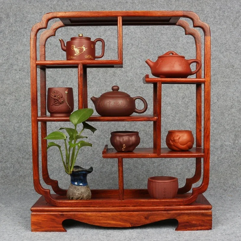 Chinese Elegant Solid Wood Wall Storage Shelf Kung Fu Tea Display Rack Minimalist Organizer for Antique Decor