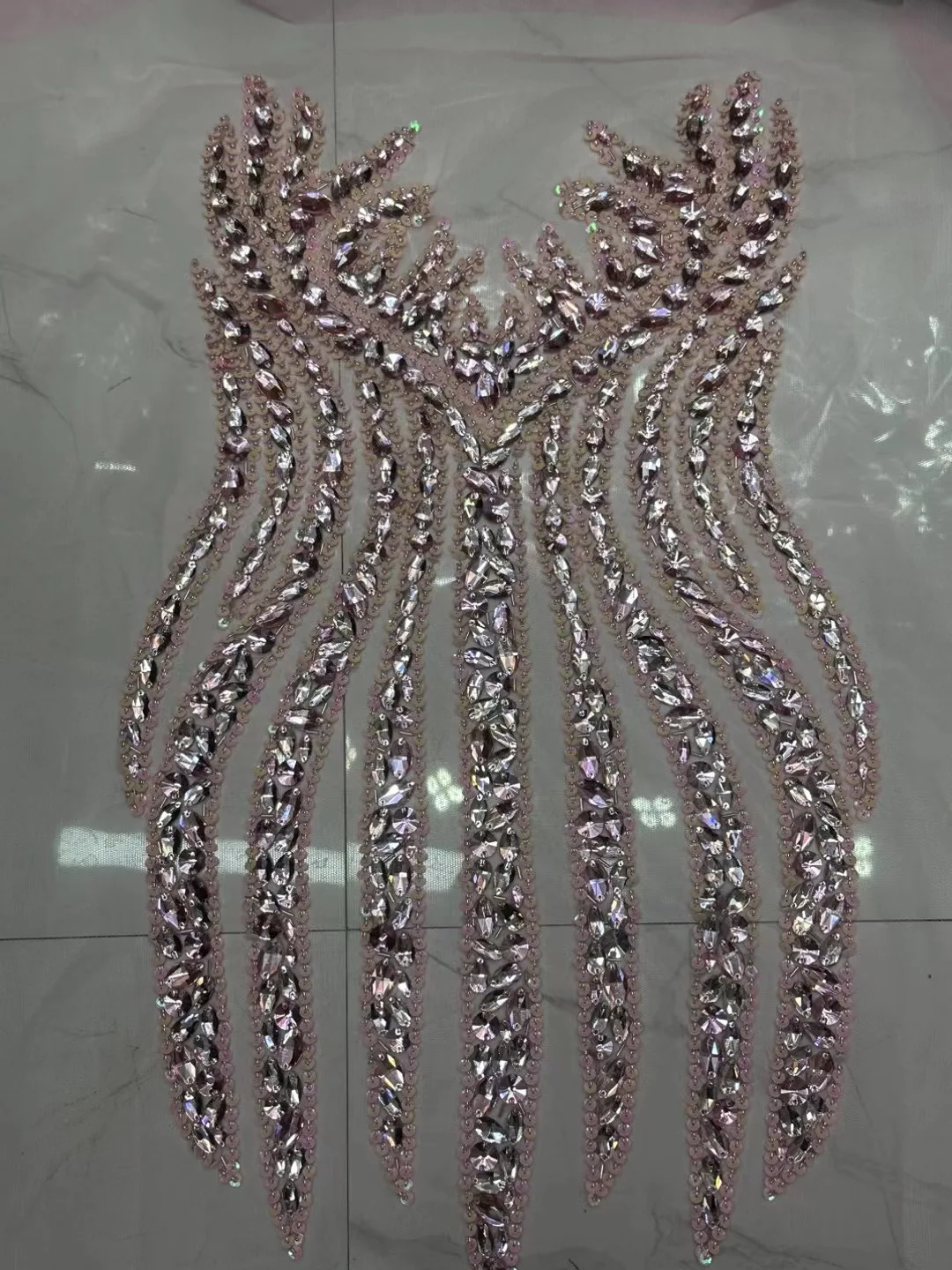 1 PIECE Hot fix crystal rhinestones short fringe beads Handmade rhinestones patches for clothing sewing applique