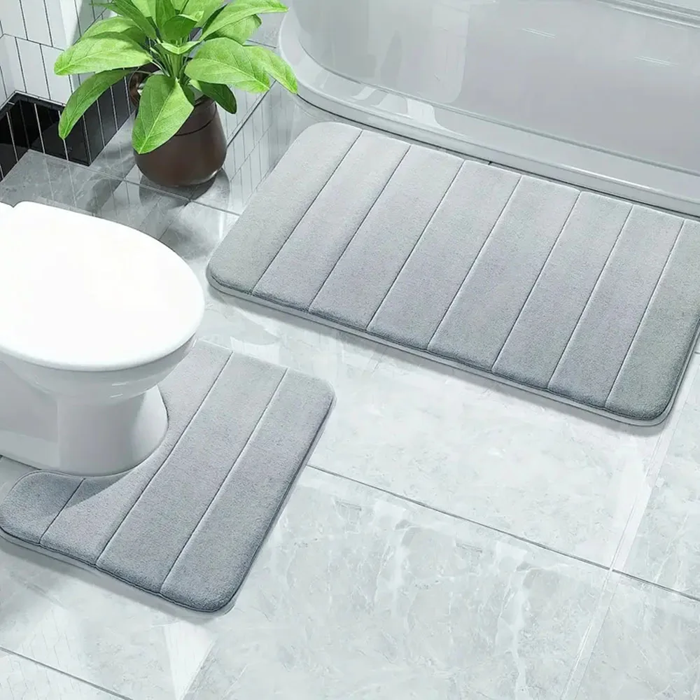 1PC pure color soft stripe bathroom absorbent non-slip mats, suitable for multiple scenes, can wash home decoration