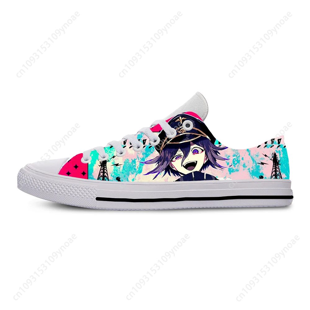 Quente danganronpa kokichi ouma anime sapatos casuais baixo superior leve clássico sapatos de tabuleiro respirável das mulheres dos homens mais recentes tênis