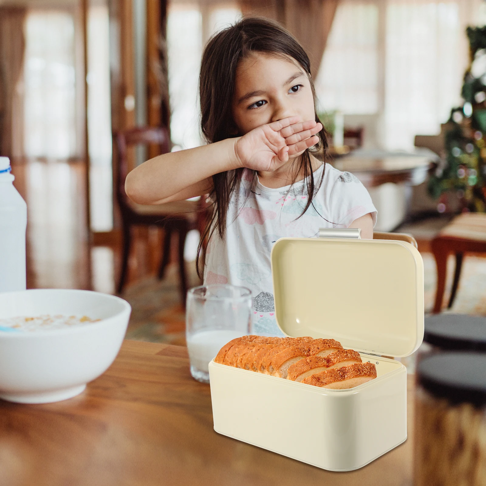 

Bread Box Storage Container Compact Retro Metal Food Holder For Countertop Kitchen Organizer Vintage Bread Bin Snack