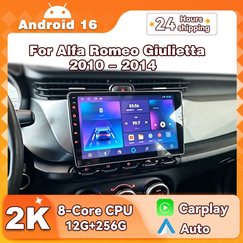 Car Radio For Alfa Romeo Giulietta 2010-2014 Android 16 CarPlay Auto 2K Multimedia Player GPS Navigation Autoradio No 2din DVD