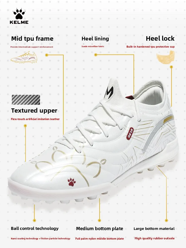 Kelme Adult Soccer Shoes Tf Shredded Spikes Professional Match Training Soccer Shoes Youth Indoor Anti-skid Shoes