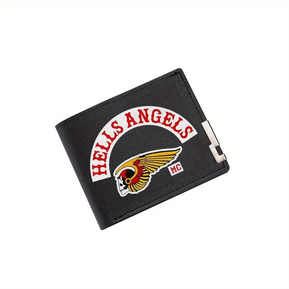 الجمجمة الجناح راية دراجة نارية نادي الرجال المحفظة الطباعة تصميم بسيط الحديثة أنيق الأعمال الأب صديقها عيد الميلاد Lov #1