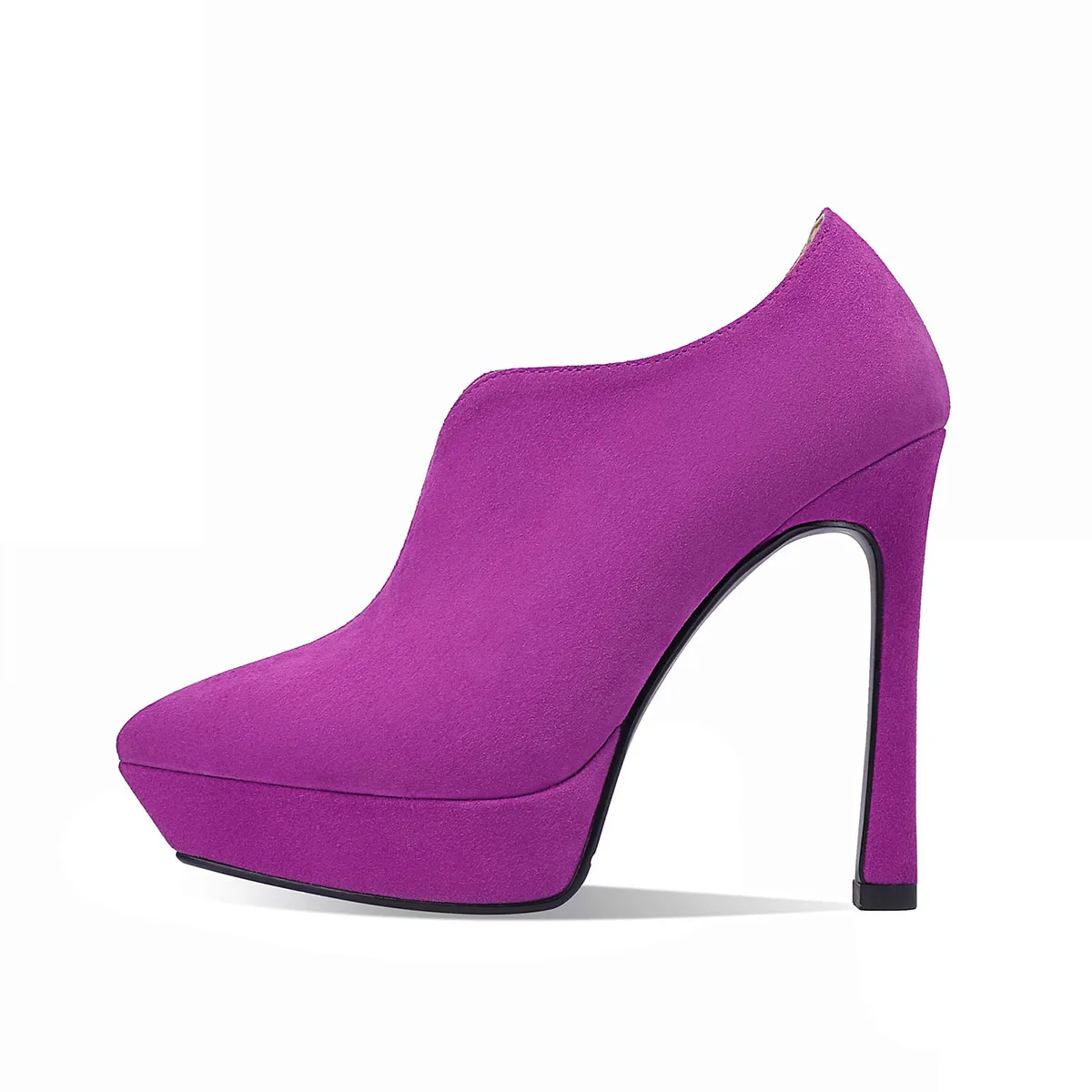 

Arden Furtado 2025 Spring Sheep Suede Pointed to thin heels Platform Pleated pumps Super high heel Sexy Side zipper Single shoe