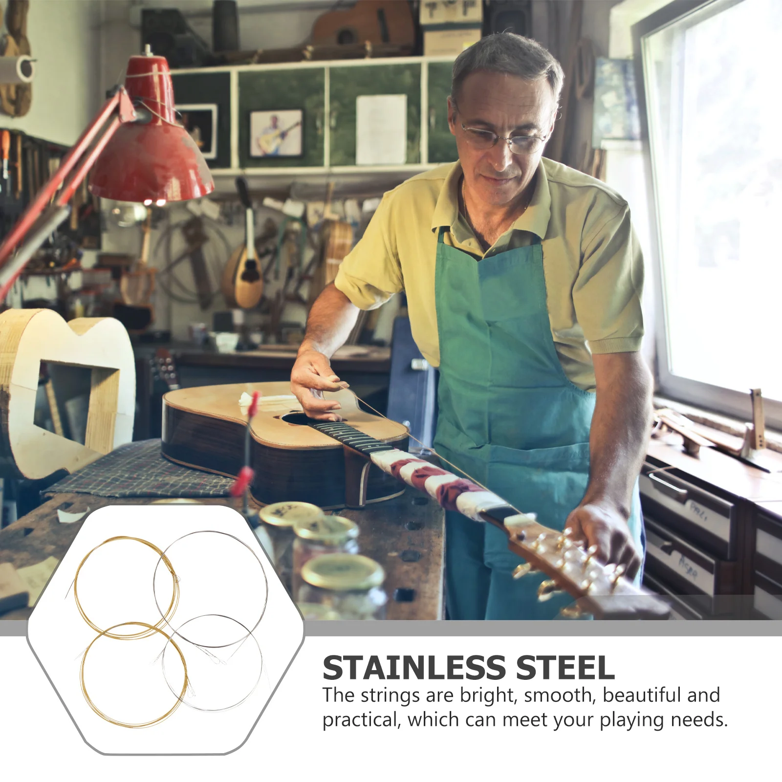 

4Pcs Professional Mandolin Strings Fine Workmanship Smooth Durable Practical Gift for Mandolin Lovers Replacement String