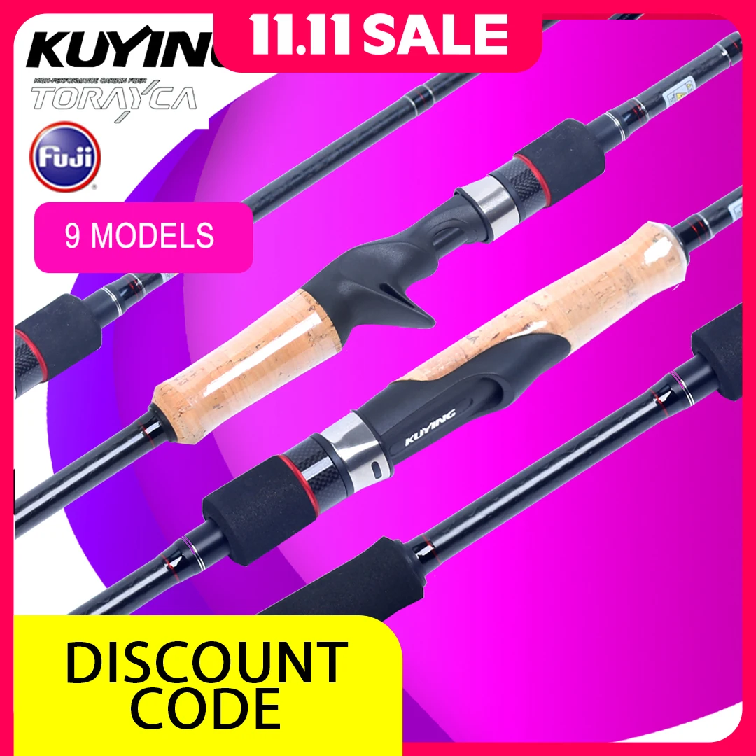 

KUYING RAINFOREST 1.9m 1.98m 2.04m 2.08m 2.1m 2.28m Fishing Lure Rod Spinning Baitcasting Carbon Multi Universal Cane Pole