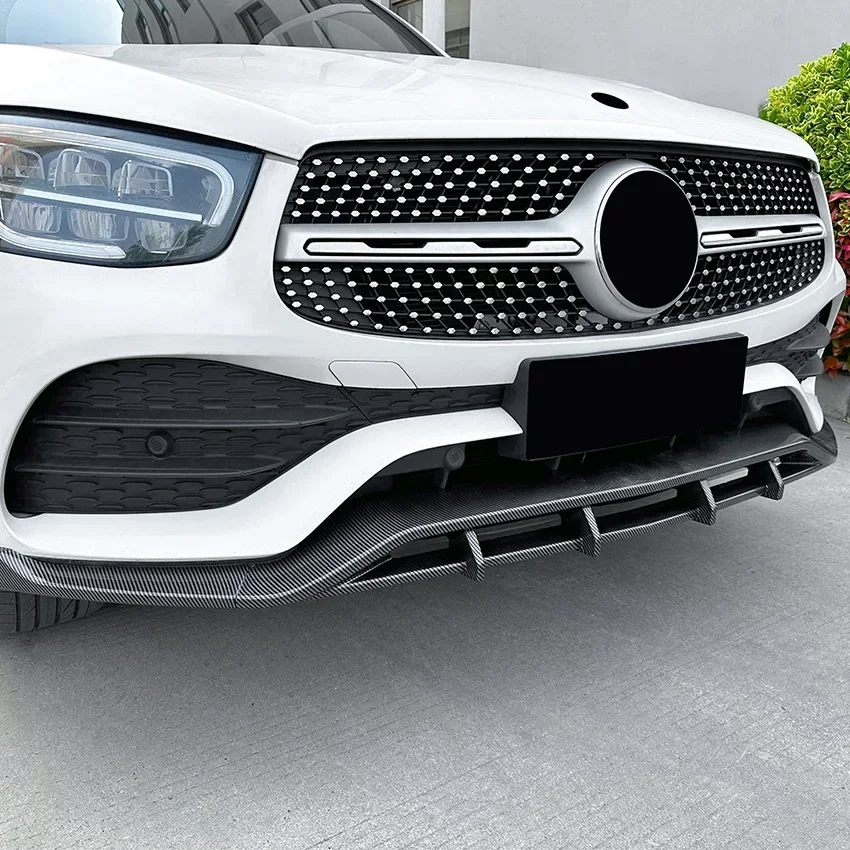 GLC Class X253 Car Front Bumper Lip Body Kit Spoiler Canard For MercedesBenz GLC200 GLC260 GLC300 AMG 2020 2021 2022 Carbon Trim