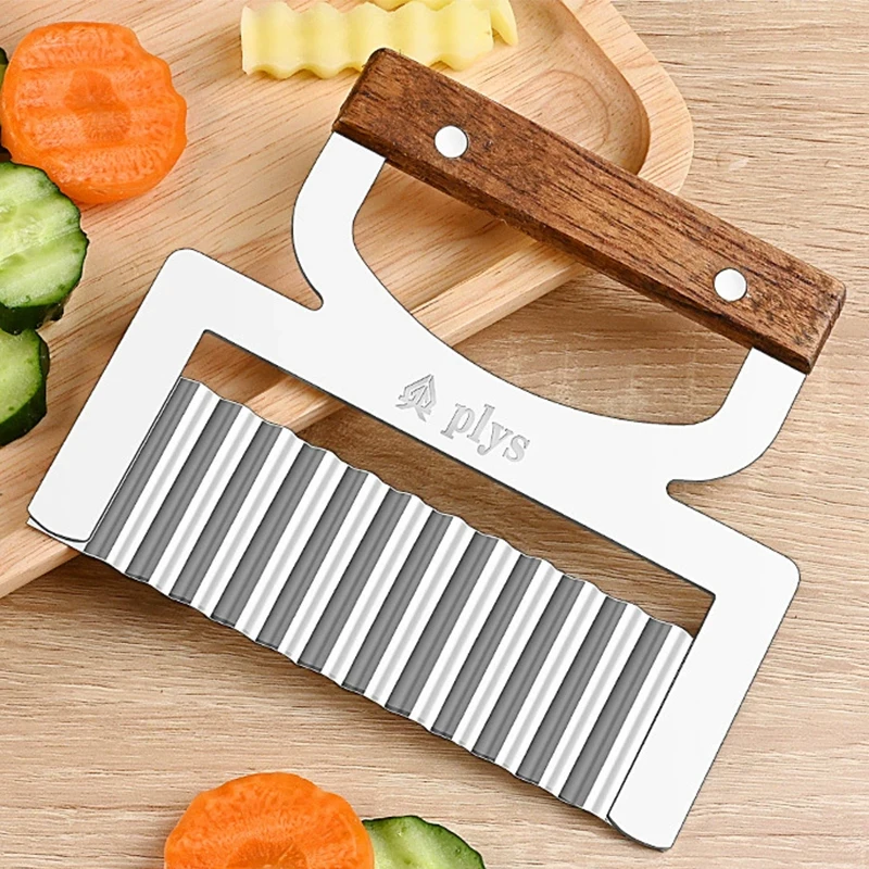 Pelador de patatas de acero inoxidable, cuchillo ondulado multiusos, herramienta de corte de flores con mango de diseño ergonómico, cortador de frutas y verduras